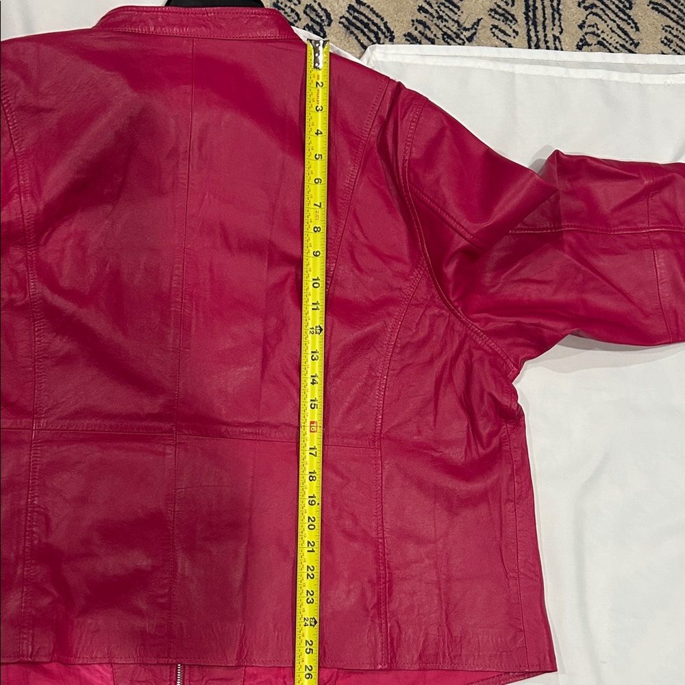Jessica London Hot Pink Zip-Front Faux Leather Jacket - Picture 5 of 11